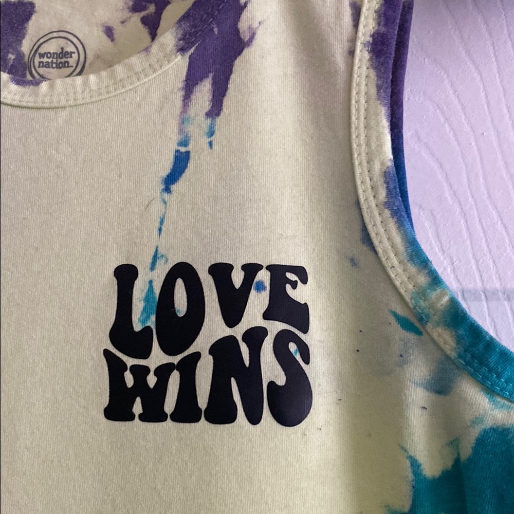 Girl’s Love Wins Kids Tie-Dye Tank Top - Picture 2 of 2